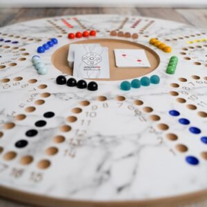 White Marble Jackaro 8 Players board with original cards and marble stones