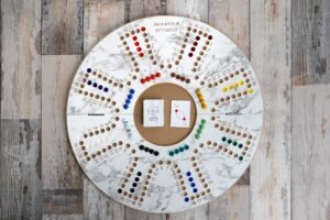 Jackaro 8 Players Game White Marble Edition made in Kuwait with 104 original Jackaro cards