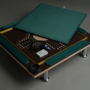Green Jackaro Floor Table with Balot and Brown Wooden Frame